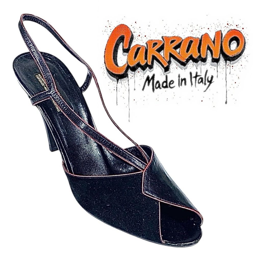 Carrano Women’s Sling Back Heels Red Purple Suede Leather EU 38.5 US 7.5 Italy